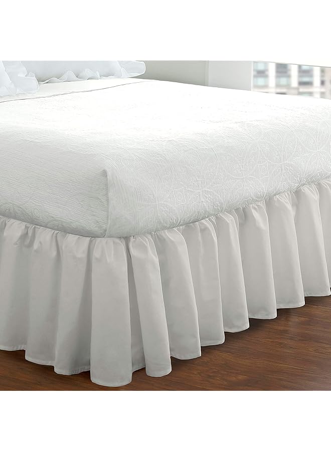 إيروريكس تنورة سرير كلاسيكية مكشكشة بطول 18 بوصة بتصميم مجمع، مقاس كينج، أبيض Fre30118Whit04 - Image 4