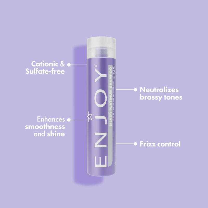 Enjoy Hair Care Silver Platinum Shampoo, Cleanse Sensor Technology, pH 4.0-5.0, Sulfate Free, Shampoo For Color Treated Hair, 10.1 Fl Oz - Image 2
