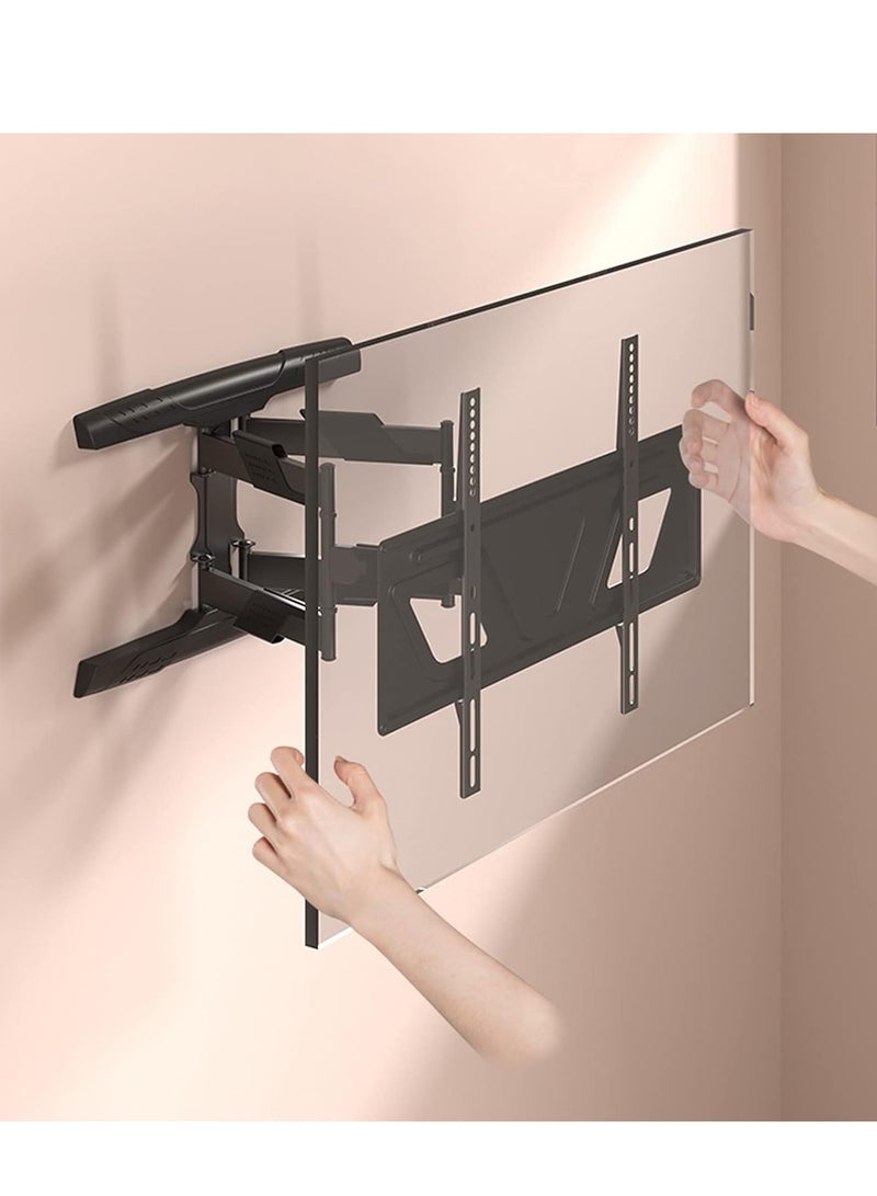 HAMOOD, Super slim distance between wall to tv just 4cmUniversal TV Stand TV Stand Base Full Motion TV Wall Mount Bracket 37""-80"" Low Profile Embedded Bracket Swivels Tilts Extension TV Mount,Holds Up to 45kg - Image 5