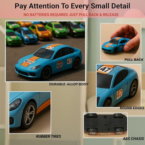 GRAPHENE 25 Pcs Unbreakable Diecast Pull Back Metal Toy Car for Boys Kids Alloy Mini Racing Car Toy Set Strong & Durable Vehicle Boys Girls Birthday Return Gift khilona Toys(Racing Cars) - Image 4