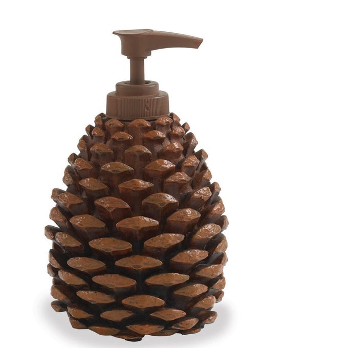 PINECONE HAND SOAP DISPENSER FOR BATHROOM NATURE DECOR RUSTIC HAND SOAP PUMP REFILLABLE BODY LOTION SHAMPOO CONTAINER KITCHEN DISH SOAP DISPENSER