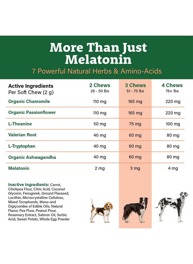 Doggie Dailies Calming Chews For Dogs, 225 Soft Chews, Melatonin For Dogs With Chamomile To Help Manage Stress Relief, Calm & Relaxation During Thunderstorms, Fireworks, Travel, & Separation  - Image 3