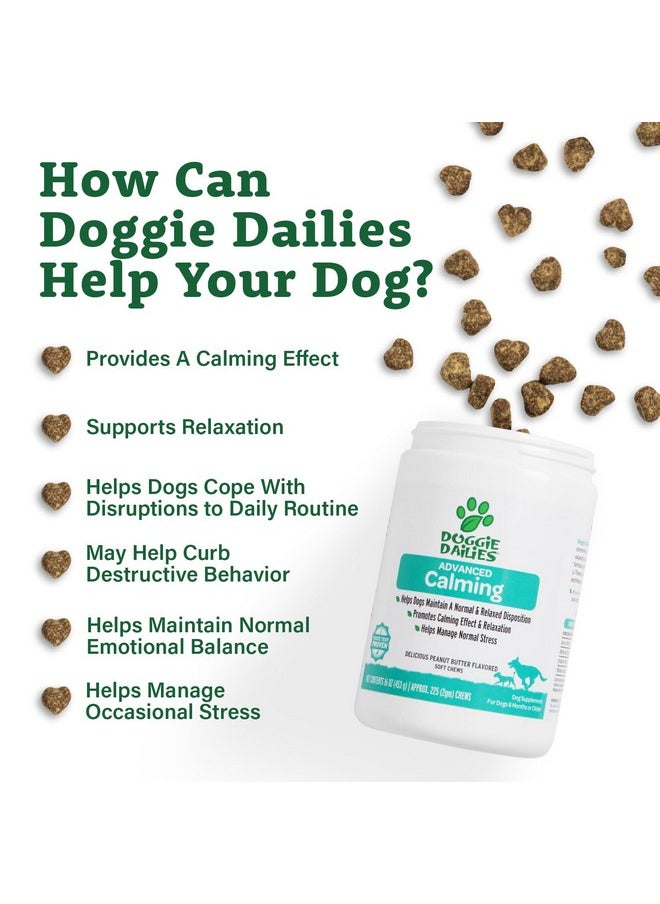 Doggie Dailies Calming Chews For Dogs, 225 Soft Chews, Melatonin For Dogs With Chamomile To Help Manage Stress Relief, Calm & Relaxation During Thunderstorms, Fireworks, Travel, & Separation  - Image 2