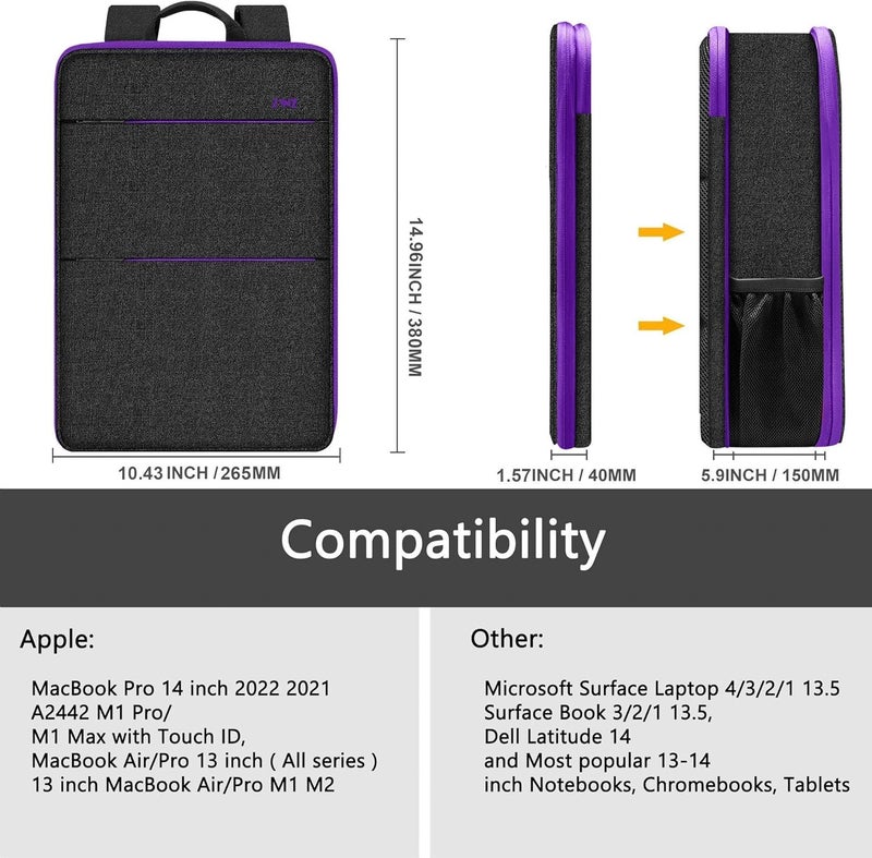 ZINZ Slim & Expandable Laptop Backpack 15 15.6 16 Inch Case, Water Resistant Travel Backpack Compatible with MacBook Pro/Neo 16" 15", Dell XPS 15 16 and Most 15" 15.6" 16" Notebooks - Image 2