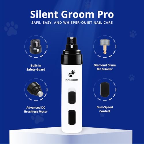 Heusom Silent Groom Pro Pet Nail Grinder Whisper Quiet Claw Trimmer for Dogs Cats and Other Animals Safe Stress Free Nail Grooming Ideal for Sensitive Dogs of All Breeds Sizes - Image 3