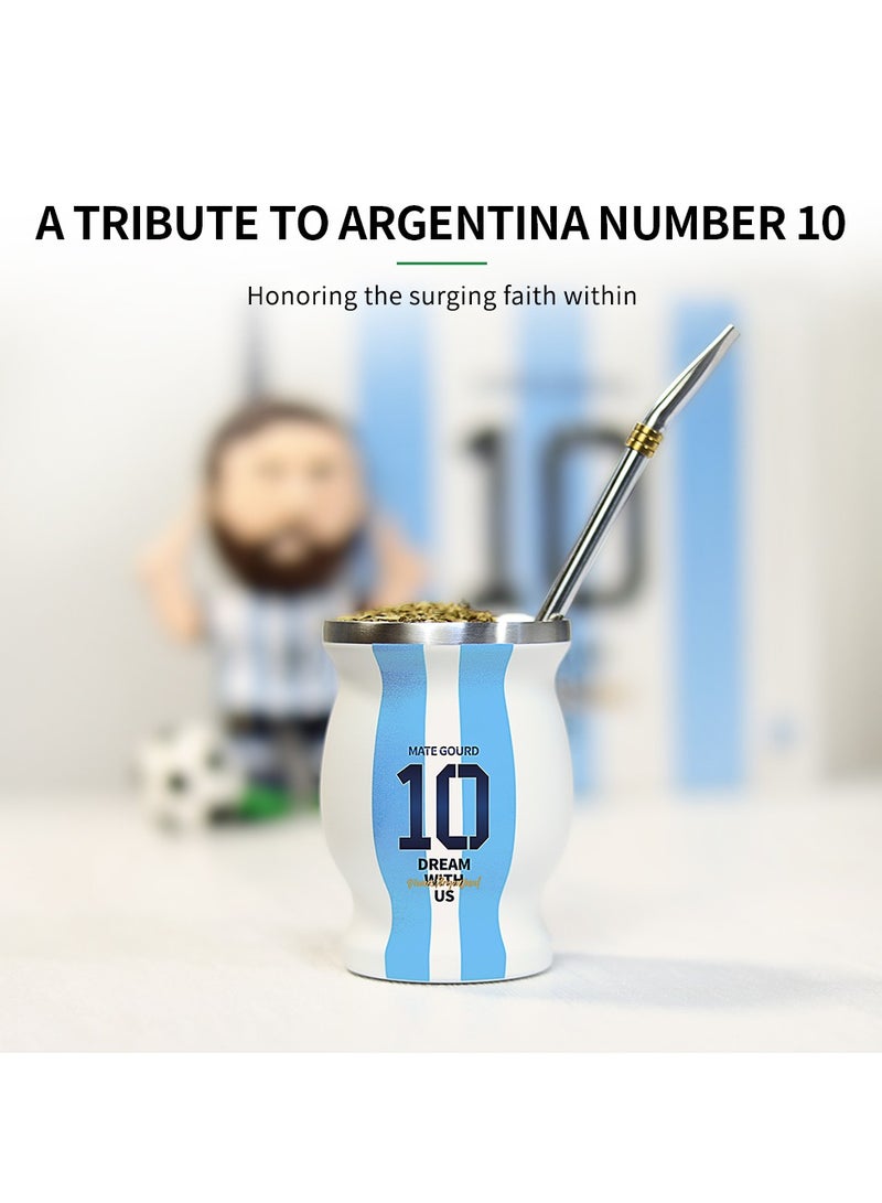 كوبرو كوب ماتي مع قشة وفرشاة تنظيف، ماتي الأرجنتيني، القرع، رقم 10 - Image 2