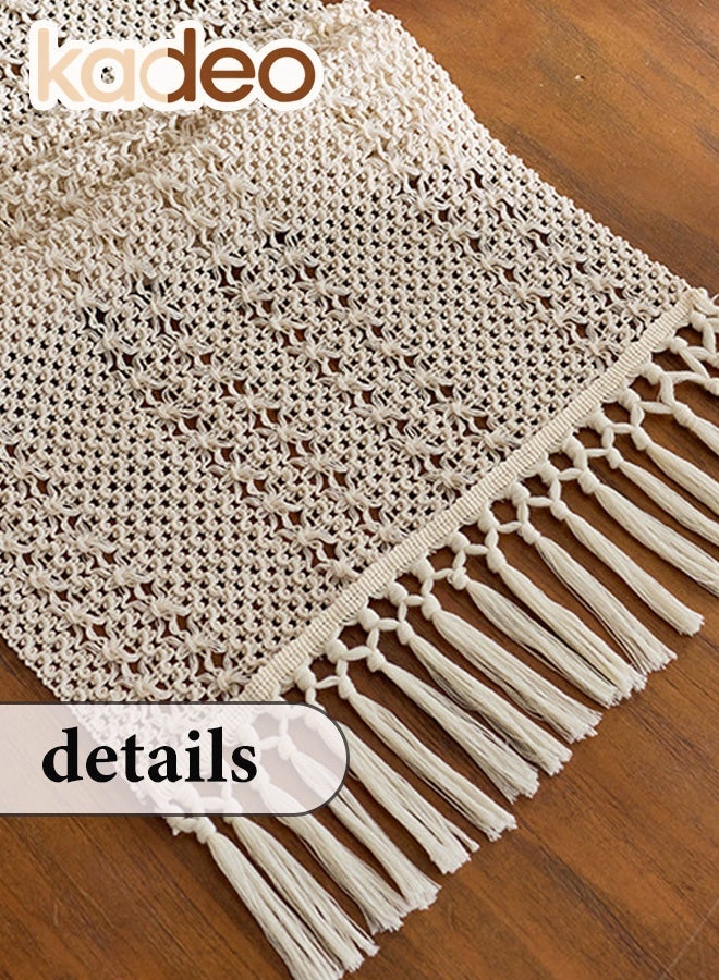 kadeo Boho Table Runner with Tassels, Hand Woven Cotton Table Decoration, Kitchen Decor for Coffee Table Runner for Dresser Scarf Home Decor 30*220CM - Image 5