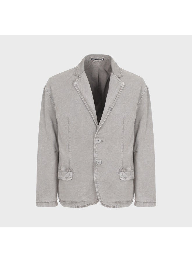 Zara men's Breathable Pure Cotton Vintage Distressed Stylish Long Sleeve Suit Jacket - Image 2