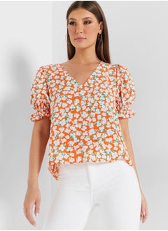 V-Neck Printed Top