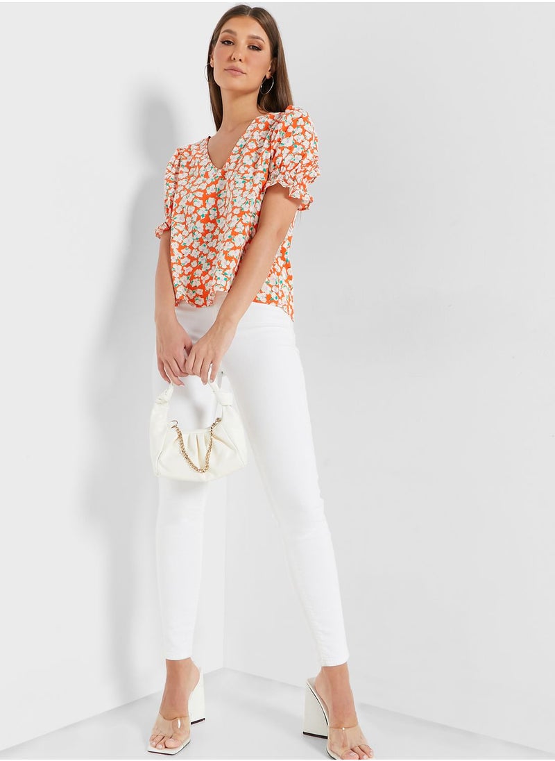 VERO MODA - V-Neck Printed Top - Image 1