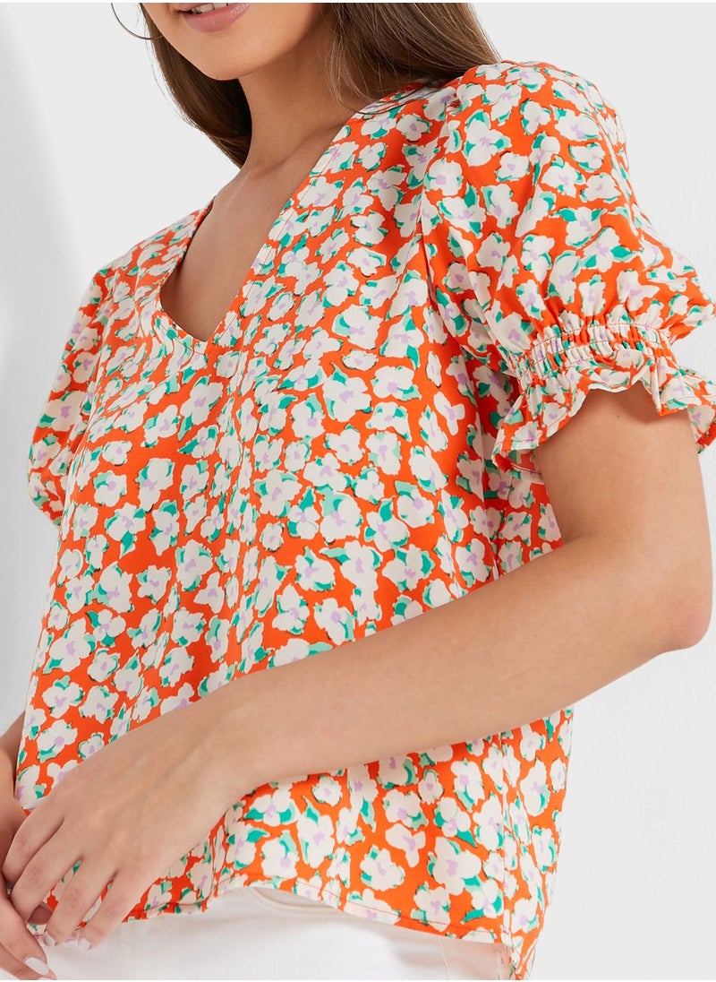 VERO MODA - V-Neck Printed Top - Image 1