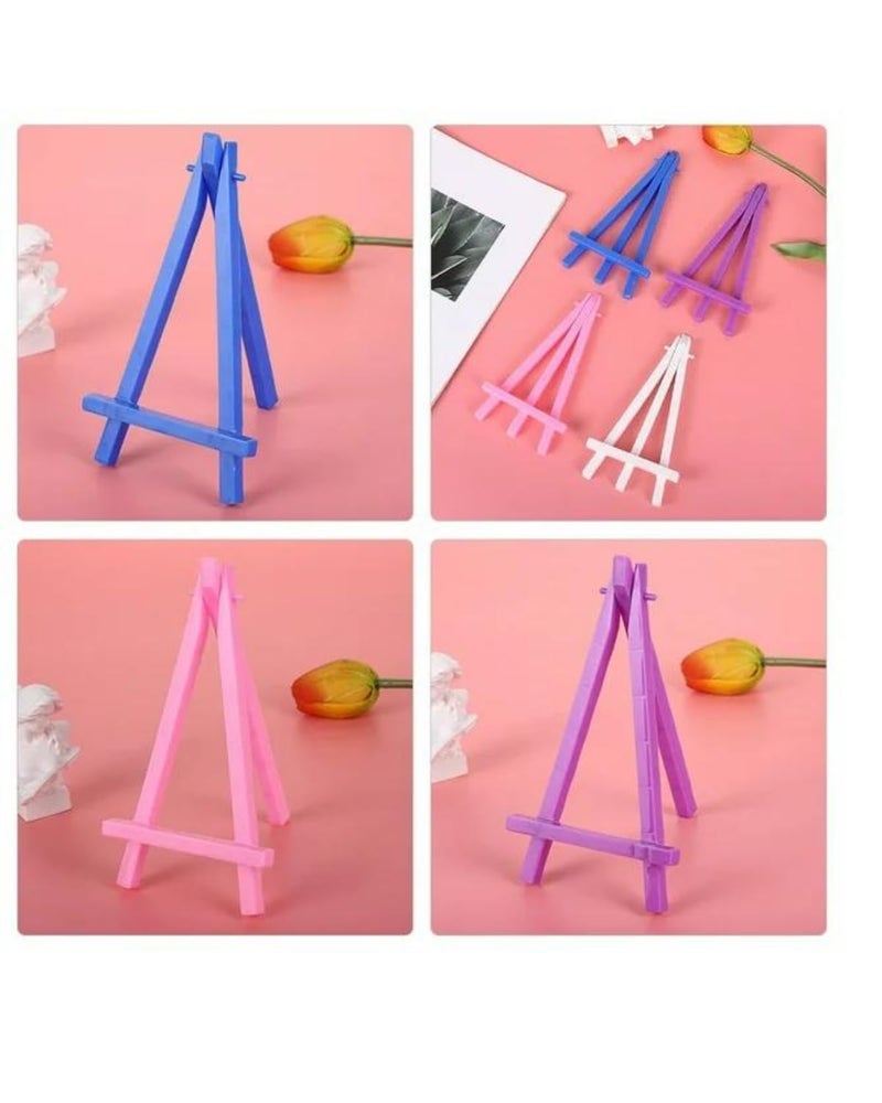 Snoogg Mini Plastic Easel, 16 x 8.5 cm, Triangle Easel Lead, Foldable Easel, Small, Lightweight and Portable, Easel for Painting Crafts, Photo Album, Mobile Phone Holder (5 Pc of Yellow) - Image 2