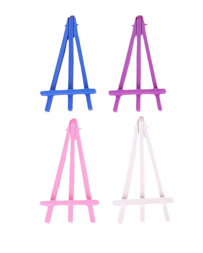 Snoogg Mini Plastic Easel, 16 x 8.5 cm, Triangle Easel Lead, Foldable Easel, Small, Lightweight and Portable, Easel for Painting Crafts, Photo Album, Mobile Phone Holder (5 Pc of Yellow) - Image 3