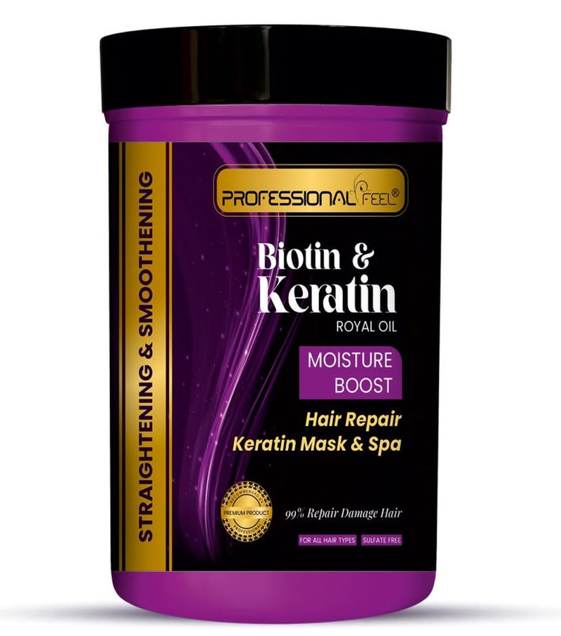 Professional Feel Biotin  Keratin Royal Oil Keratin Hair Repair Mask  Spa Total Repair Hair 800 gm - Image 1