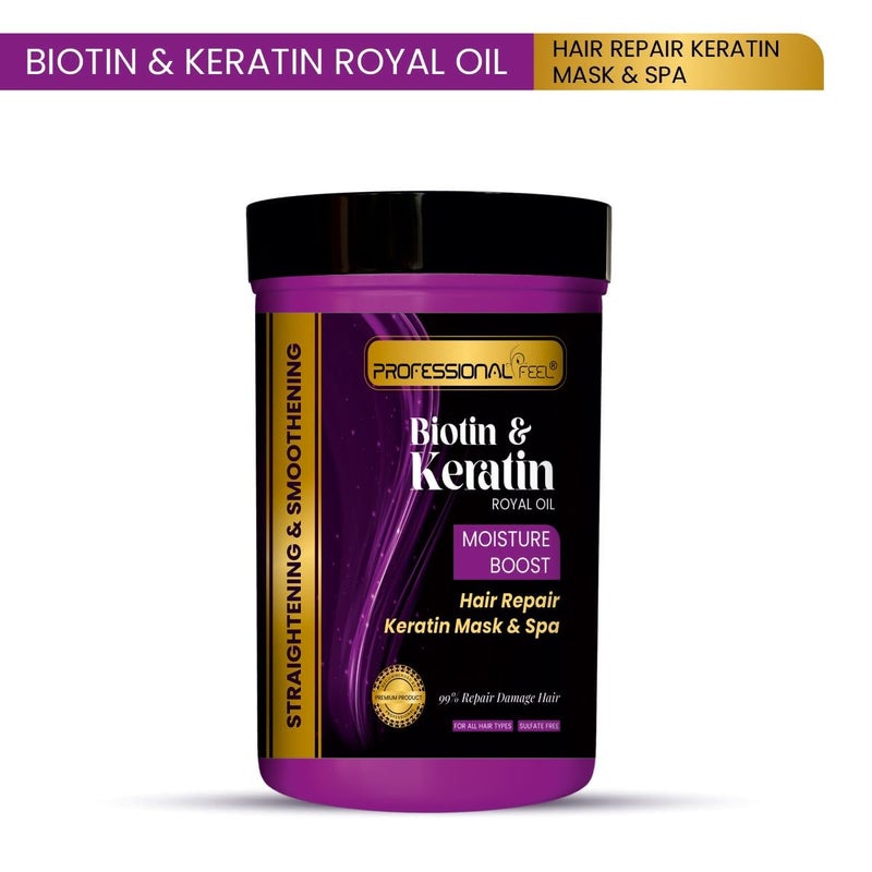 Professional Feel Biotin  Keratin Royal Oil Keratin Hair Repair Mask  Spa Total Repair Hair 800 gm - Image 4