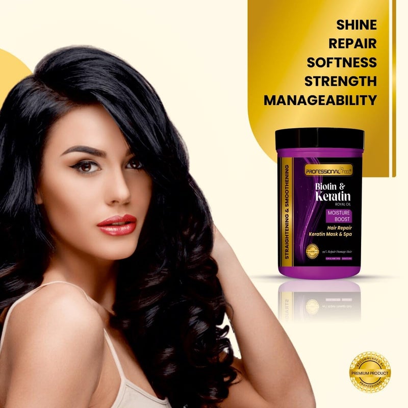 Professional Feel Biotin  Keratin Royal Oil Keratin Hair Repair Mask  Spa Total Repair Hair 800 gm - Image 3