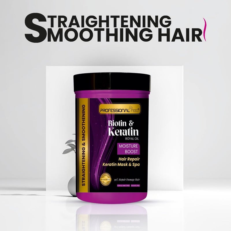 Professional Feel Biotin  Keratin Royal Oil Keratin Hair Repair Mask  Spa Total Repair Hair 800 gm - Image 5
