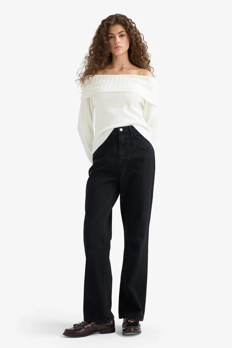 Straight Fit High Waist Long Jeans