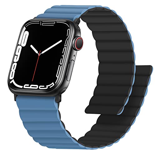 Anlinser Magnetic Bands Compatible with Apple Watch Band 49/46/45 44/42/41/40/38mm, Women Men Double Side Reversible Strap for iWatch Ultra 3-1 Series 11/10/9/8/7-1 SE (42/41/40/38, Black/Blue) - Image 1