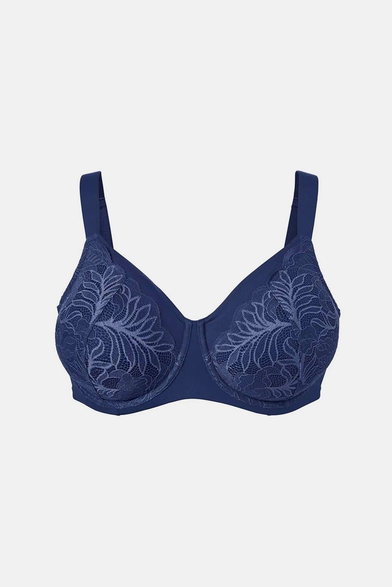 Tchibo Women Non Padded Underwired Lace Soft Bra, Dark Blue  - Image 3