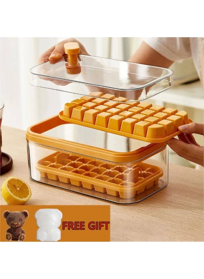 Ice cube maker 2-tier acrylic box with lid Silicone cube molds