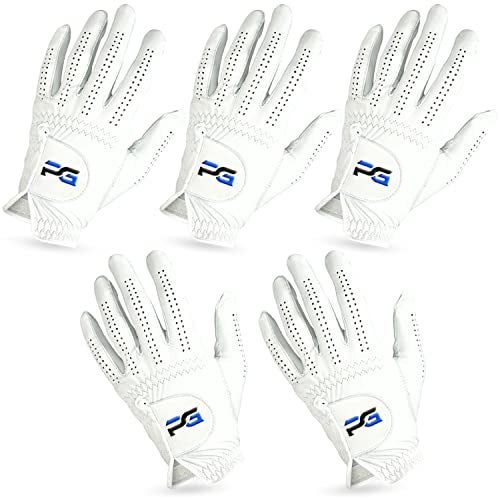 PG Golf Gloves (5 Pack) Cabretta Leather, Premium Quality Mens Golf Gloves, Left Hand Gloves for Right Handed Golfers (Medium) - Image 2