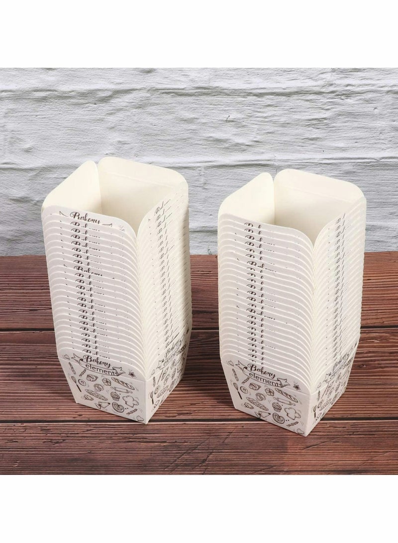 KASTWAVE 100 Pcs Paper Baking Cup Small Square Cake Wrappers Cupcake Liners Desserts Holders Muffin Cases for Weddings Birthdays Baby Shower (White Coffee) - Image 4