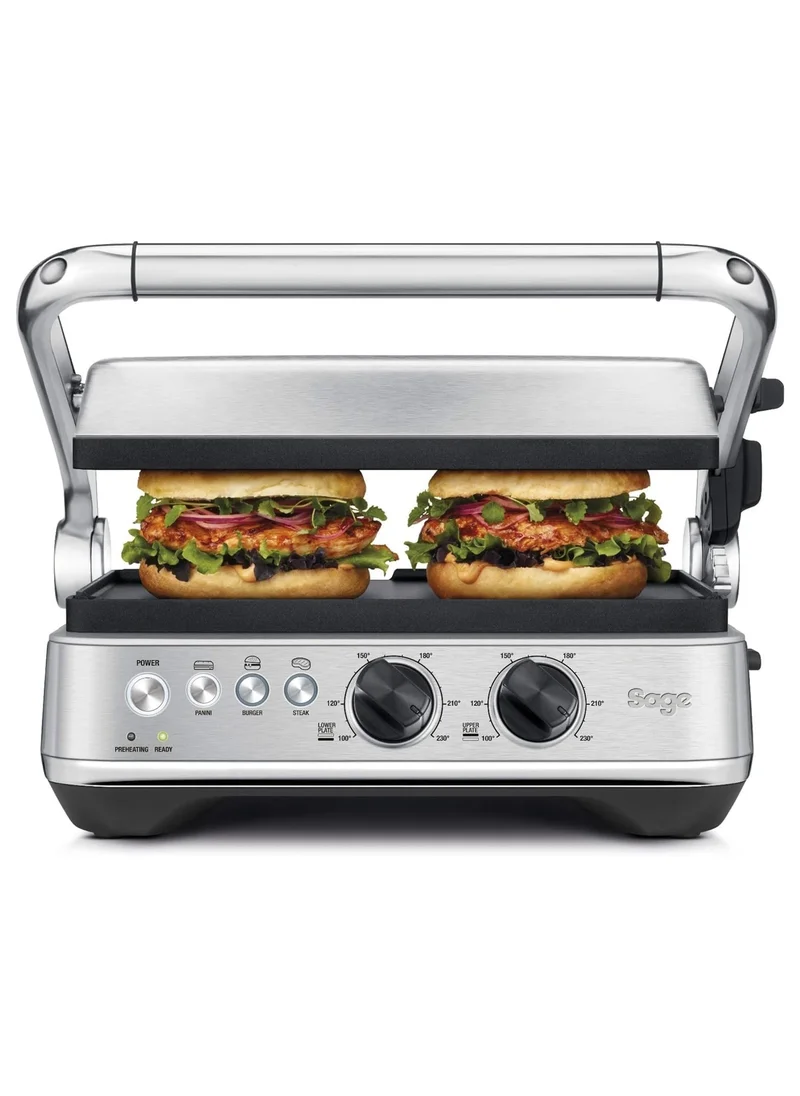 سيج Sage - The BBQ and Press Grill with Independent plate temperature control, Open flat BBQ mode ,pre-programmed  Panini, Burger and Steak functionalities - UAE Version, 2 Year Manufacturer Warranty