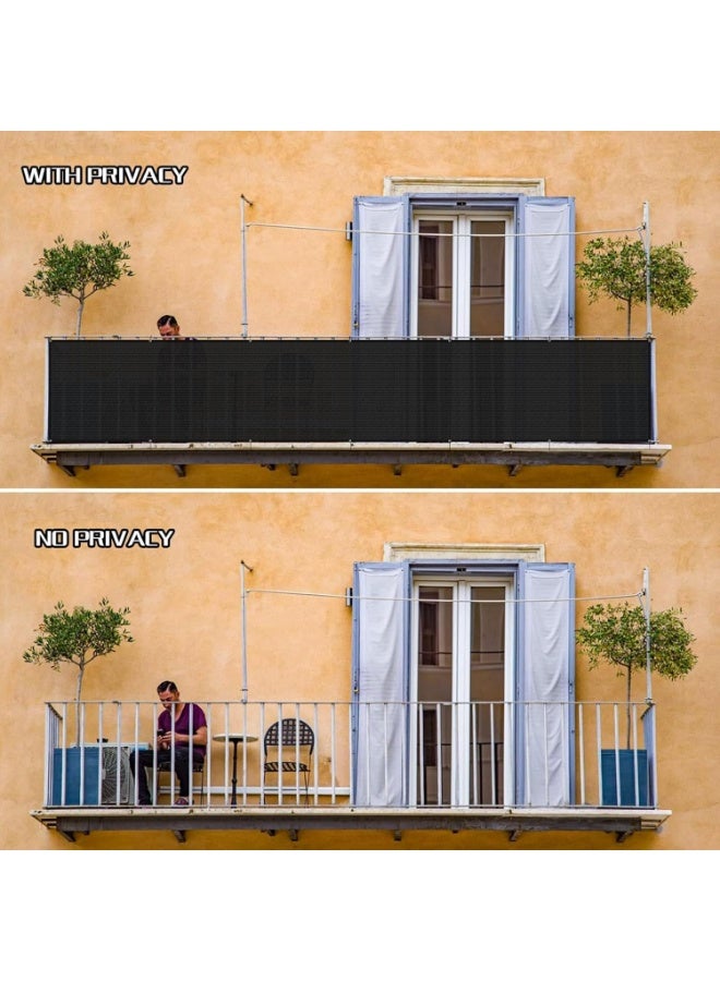 SUNLAX غطاء خصوصية واقي ومعتم بنسبة 90% لتغطية الشرفة الخارجية من سونلاكس، 5 م × 90 سم، أسود - Image 5