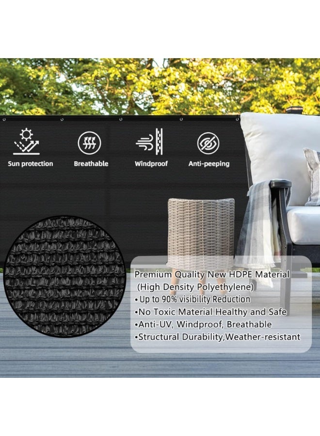 SUNLAX غطاء خصوصية واقي ومعتم بنسبة 90% لتغطية الشرفة الخارجية من سونلاكس، 5 م × 90 سم، أسود - Image 3