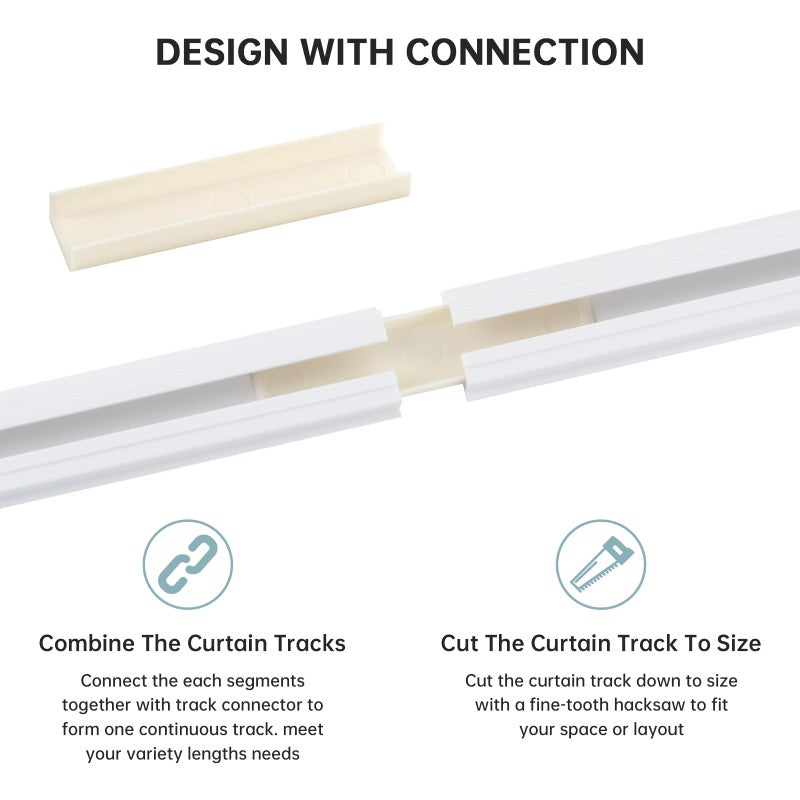 TYRON TYRON TYRON Adhesive Curtain Track Ceiling or Wall Mount(128"/ 10.7 FT), Ceiling Track Room Divider, Self Adhesive Curtains Rod No Drill, Screws or Tools, Curtain Hangers No Damage - Image 3