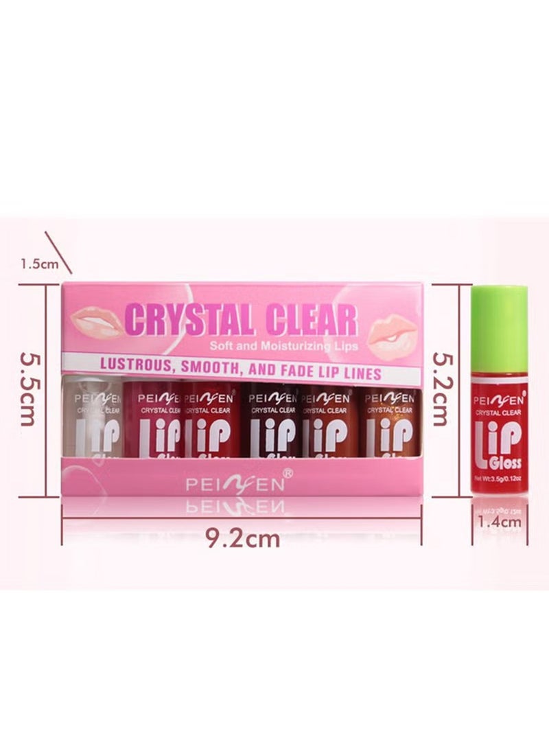 Crystal Clear Lip Gloss Set,Soft Moisturizing Glossy Liquid Lipstick,Hydrating Non-Sticky Plumping Lip Oil,Lip Makeup Gift for Women  Girls 6Pcs - Image 2
