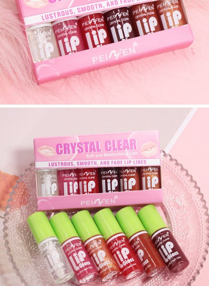 Crystal Clear Lip Gloss Set,Soft Moisturizing Glossy Liquid Lipstick,Hydrating Non-Sticky Plumping Lip Oil,Lip Makeup Gift for Women  Girls 6Pcs - Image 5