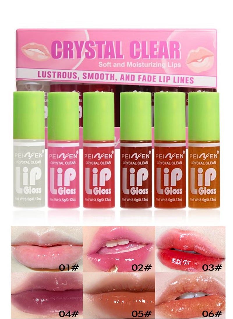 Crystal Clear Lip Gloss Set,Soft Moisturizing Glossy Liquid Lipstick,Hydrating Non-Sticky Plumping Lip Oil,Lip Makeup Gift for Women  Girls 6Pcs - Image 1