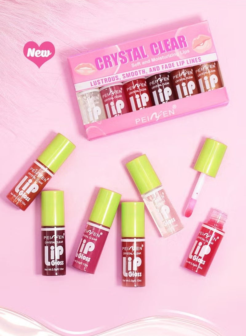 Crystal Clear Lip Gloss Set,Soft Moisturizing Glossy Liquid Lipstick,Hydrating Non-Sticky Plumping Lip Oil,Lip Makeup Gift for Women  Girls 6Pcs - Image 3