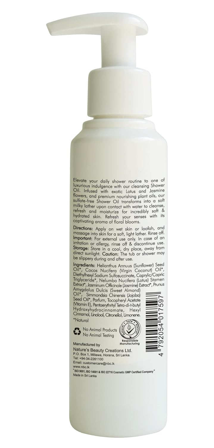 NATURES SECRETS زيت الاستحمام المنظف والمطرّي باللوز الحلو زيت إلى رغوة حليبية خالية من الكبريتات مع الياسمين واللوتس بدون زيت معدني للبشرة الجافة والجافة جداً لبشرة أكثر نعومة وسلاسة وتغذية - Image 2