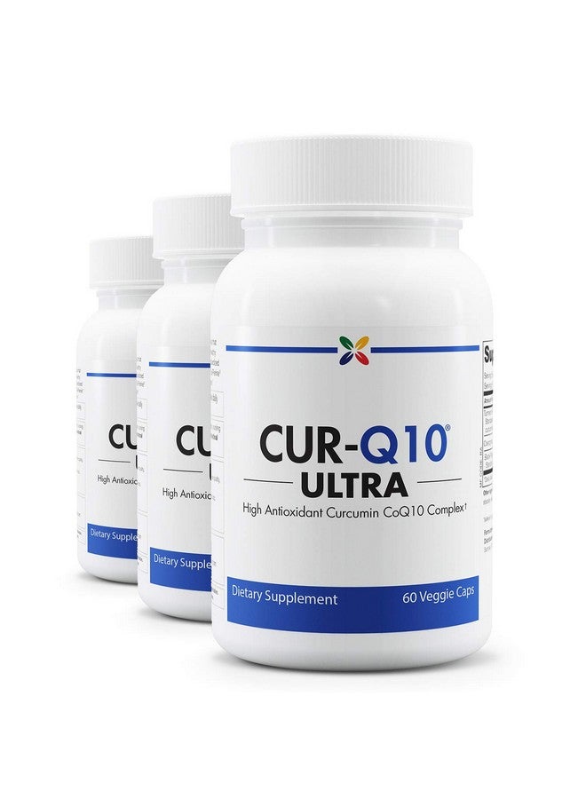 stop aging now Stop Aging Now - CUR-Q10 Ultra Complex - Curcumin2K & MAX-Q10 - Brain & Heart Health, Antioxidants, Mood Support and Joint Health Support - Turmeric & Black Pepper, CoQ10 - 60 Vcaps (3 Pack) - Image 1