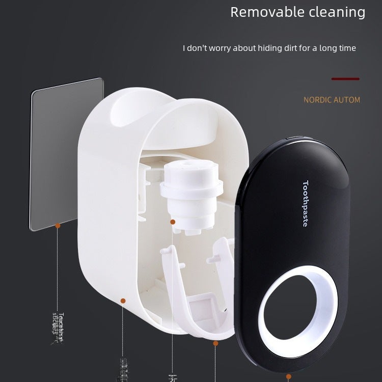 Automatic toothpaste squeezer wall-mounted punch-free toothbrush storage rack lazy toothpaste squeezer toothpaste holder(Ocean Blue + White) - Image 5