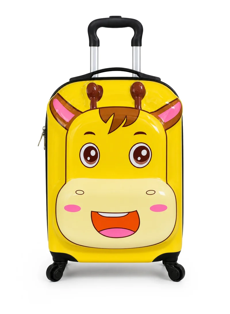 Trucare Trucare 16" Kids Hard Shell Trolley Luggage – Yellow Giraffe Design | ABS + PC Embossed Suitcase with 360° Spinner Wheels