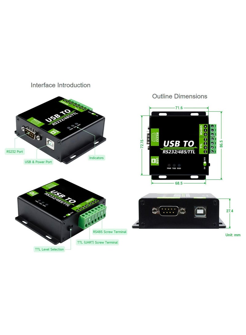 Nanak محول USB معزول من الدرجة الصناعية، محول USB إلى RS232/485/TTL شريحة CH343G، تحويل متعدد البروتوكولات/أنواع متعددة مع حماية متعددة، يدعم Mac وLinux وAndroid وWindows 11/10/8.1/8/7 - Image 5