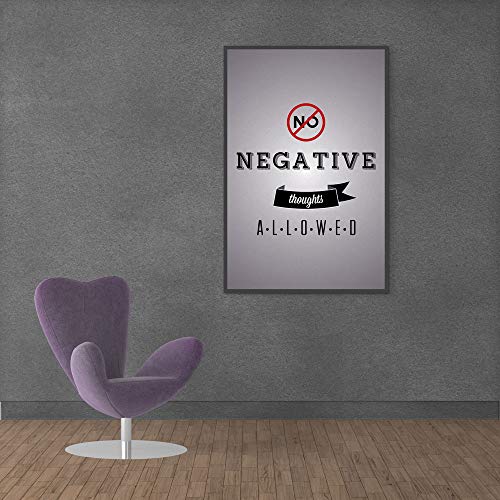 Inephos No Negative Thoughts Motivational Poster Print (Size: 8 inch X 12 inch, Framed, Laminated Print) - Image 1