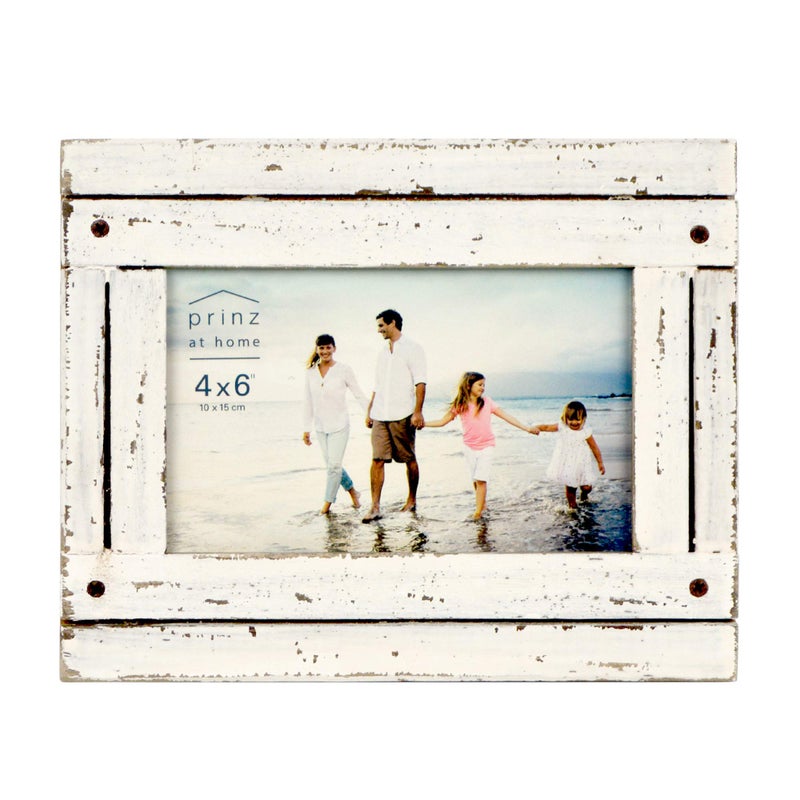 PRINZ Homestead 4Inch by 6Inch Distressed Plank Picture Frame WhiteAntique White