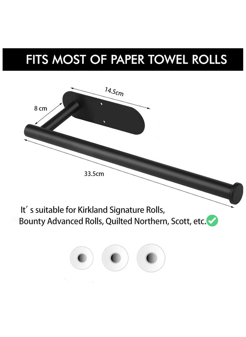 Generic - Stainless Steel Paper Towel Roll Holder Black Wall Mount Paper Towel Holders Self Adhesive for Kitchen Cabinet  Bathroom - Image 1
