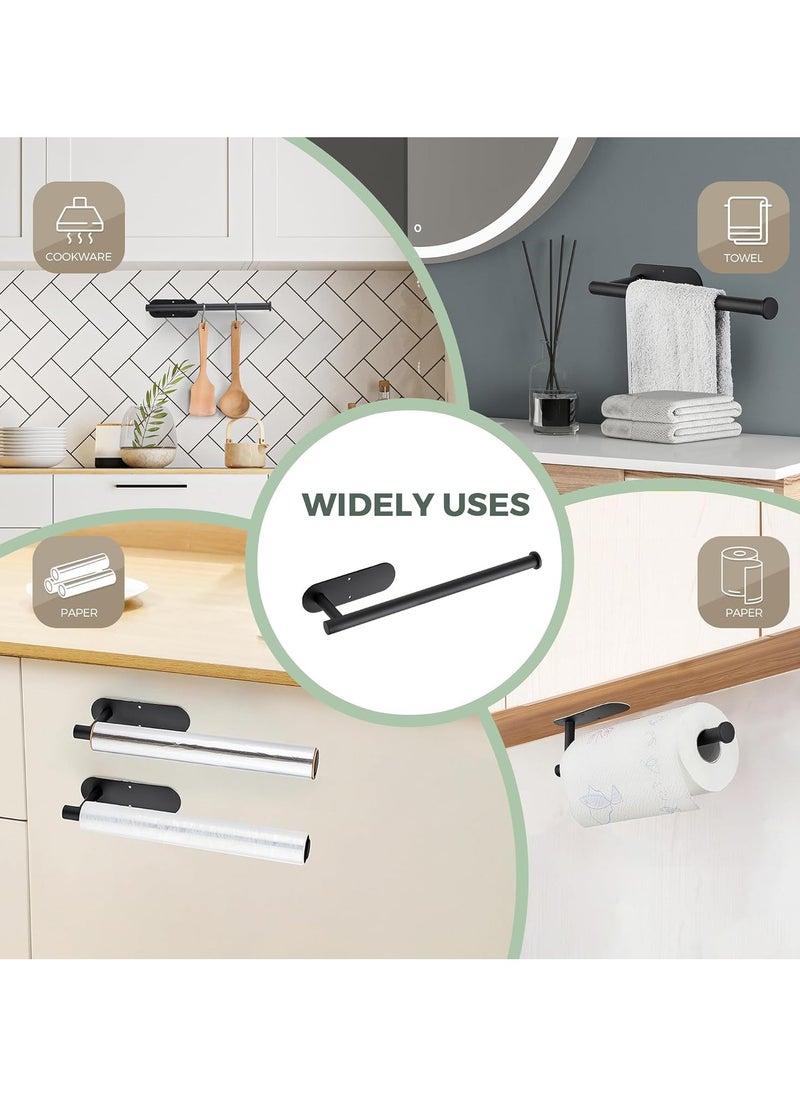 Generic - Stainless Steel Paper Towel Roll Holder Black Wall Mount Paper Towel Holders Self Adhesive for Kitchen Cabinet  Bathroom - Image 1
