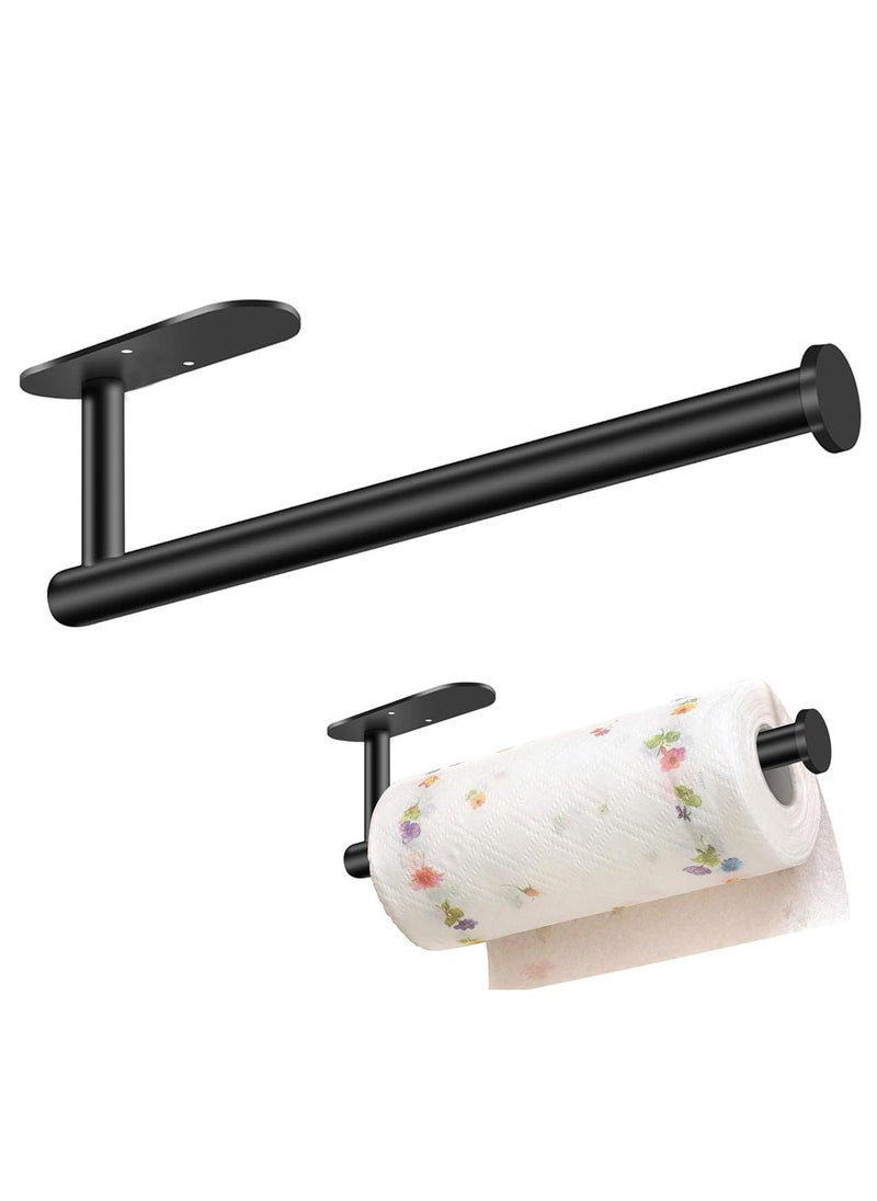 Generic - Stainless Steel Paper Towel Roll Holder Black Wall Mount Paper Towel Holders Self Adhesive for Kitchen Cabinet  Bathroom - Image 1