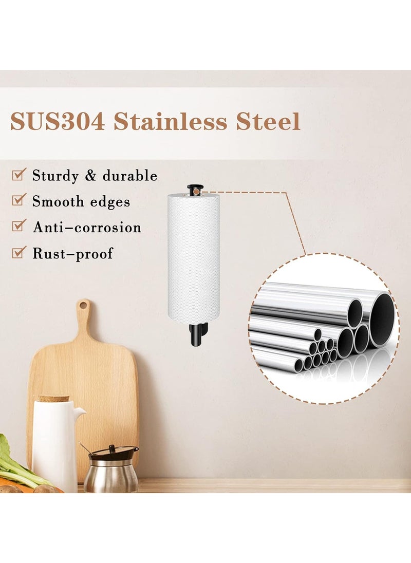 Generic - Stainless Steel Paper Towel Roll Holder Black Wall Mount Paper Towel Holders Self Adhesive for Kitchen Cabinet  Bathroom - Image 1