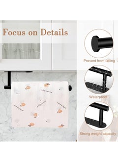 Generic Stainless Steel Paper Towel Roll Holder Black Wall Mount Paper Towel Holders Self Adhesive for Kitchen Cabinet  Bathroom  - Image 5