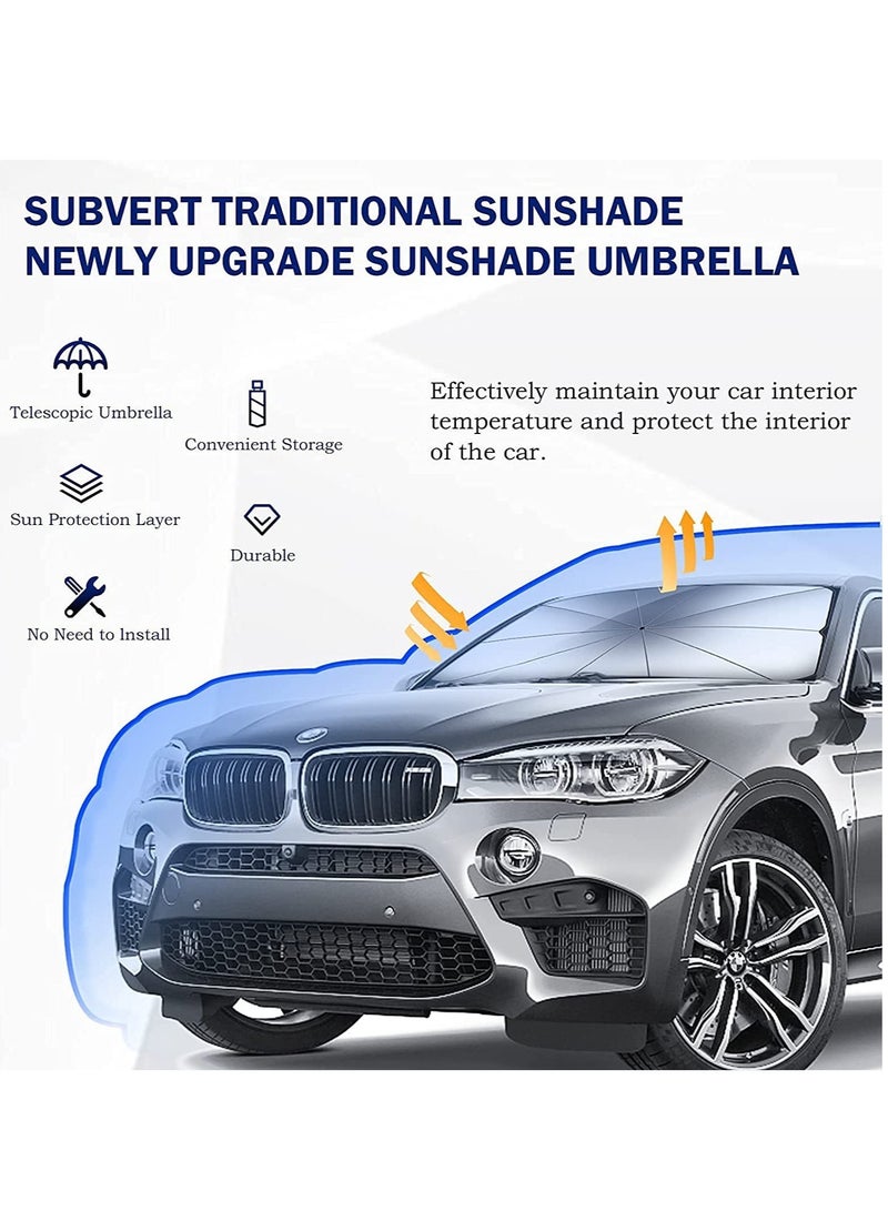 car sun shade umbrella for windshield,foldable sunshades umbrella for car front windshield Blocks UV Rays heat，Sun Visor Protector Keep Vehicle Cool and Protects Auto Interior (145cm*79cm) - Image 3