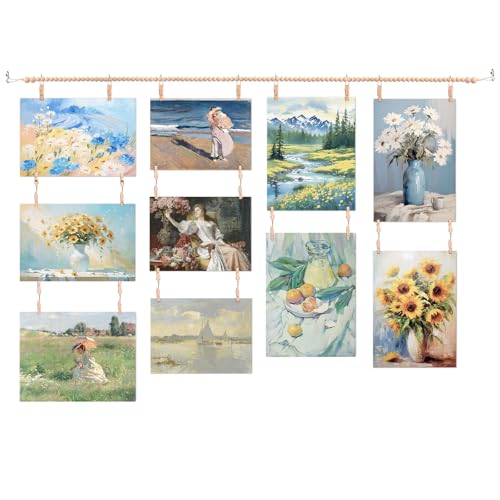 EOKPHULL Hanging Photo Display with Clips, Room Wall Decor Wall Art Display for Artwork, Photo Wall Pictures Display Christmas Card Holder - Image 1