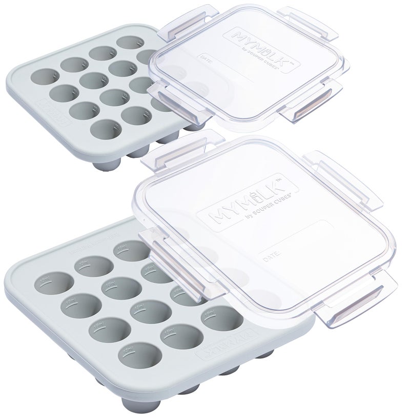 Souper Cubes MyMilk 12 oz Silicone Breast Milk Freezer Trays Each Pure Platinum FoodGrade Silicone Tray Holds 8 oz Perfect For Baby Food Freezer Storage Purees and More  Gray  2Pack